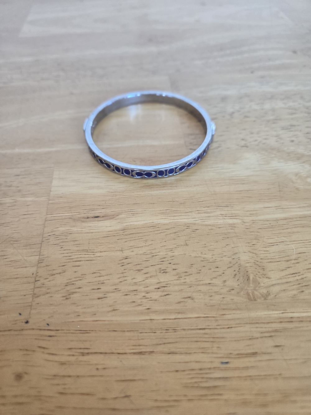 Silver-tone Purple Coach Enamel Bangle Bracelet
